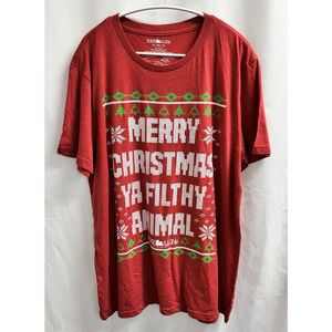 Home Alone Short Sleeve T-shirt Christmas....Filthy Animal Adult Size XL Red